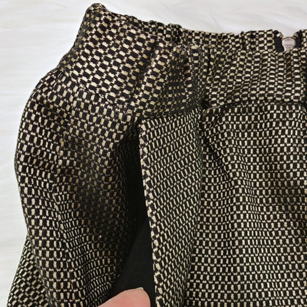 Madewell Jacquard Full Party Skirt Gold/Black Lined Pockets Elastic Wais… - Picture 3 of 8